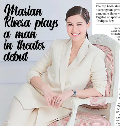  ?? PHOTOGRAPH COURTESY OF IG/MARIAN RIVERA ?? ‘03D1PU5_R3X’ is Marian Rivera’s first stage play.