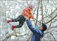  ??  ?? A father and son play at a park in Hohhot, Inner Mongolia autonomous region, on April 6.