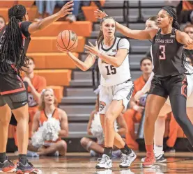  ?? NATHAN J FISH/THE OKLAHOMAN ?? Oklahoma State junior Lexy Keys (15) quickly realized the level of experience her new teammates brought last offseason.