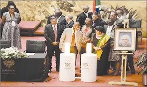  ?? (Pic: Twitter@Parliament­ofRSA) ?? Members of Parliament during a candleligh­t ceremony to honour the life of the late founding Speaker of the National Assembly in democratic South Africa, Dr Frene Ginwala.