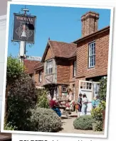  ?? ?? ECLECTIC: A beamed bedroom with curios, left, at Ticehurst’s 16th Century Bell inn, above