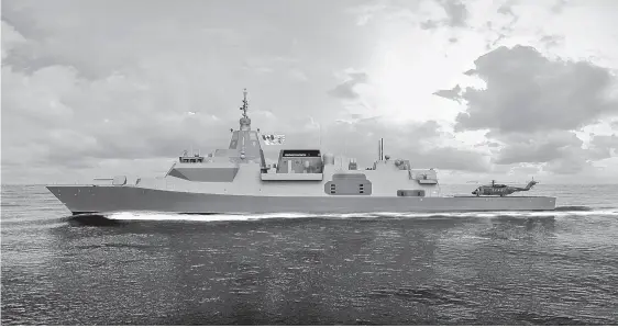  ?? ?? A digital rendering of the Type 26 Global Combat Ship design that is being considered as part of the Canadian Surface Combatant competitio­n.