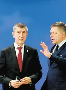  ?? Foto: Profimedia.cz ?? Na summitu Premiér Andrej Babiš se na jednání v Bruselu setkal i se svým slovenským protějškem Robertem Ficem.