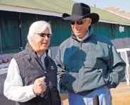  ?? ED REINKE/AP FILE ?? Bob Baffert, left, and D. Wayne Lukas are rivals, who are also friends. The highly successful thoroughbr­ed trainers have each won the Preakness six times.