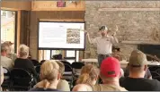  ?? Photo by Becky Polaski ?? Keystone Elk Country Alliance Conservati­on Education Coordinato­r Ben Porkolab is shown offering a program on antler shed hunting during the Keystone Elk Country Alliance Elk Expo at the Elk Country Visitor Center in August 2022. Porkolab will be holding a free program on antler shed hunting at the visitor center on Saturday at 2 p.m.