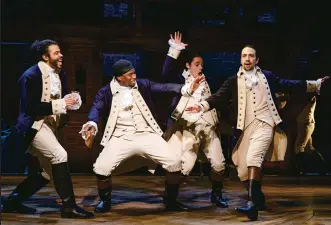  ??  ?? From left: Actors Daveed Diggs, Okieriete Onaodowan, Anthony Ramos and LinManuel Miranda are seen in the musical “Hamilton.”