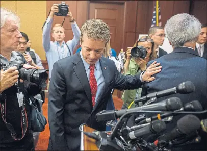  ?? ZACH GIBSON
THE NEW YORK TIMES ?? Sen. Rand Paul, R-Ky., forced the existing surveillan­ce laws to lapse at midnight on Sunday, much to many of his colleagues’ frustratio­n.