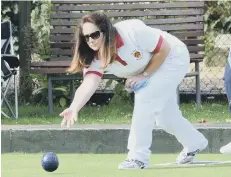  ??  ?? Juliet May competes in the two-bowl singles at Leamington.