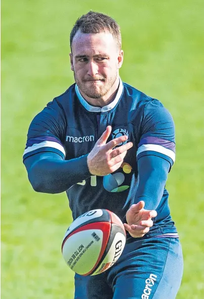  ??  ?? LEADING THE WAY: New Scotland captain Stuart Hogg tunes up for the match against the US