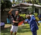  ?? Photo: Fiji Police Media Cell ?? Korotogo Villagers entertaine­d by the Fiji Police Band.