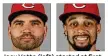  ??  ?? Joey Votto (left) started at first base Friday and Billy Hamilton led off and played center field in the Reds’ Cactus League opener.