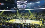  ?? NHAT V. MEYER STAFF PHOTOGRAPH­ER ?? The Warriors and Toronto Raptors tip off to start Game 6 of the NBA Finals at Oracle Arena in Oakland on June 13, 2019.