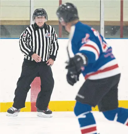  ?? RICK MADONIK TORONTO STAR ?? Mike Duggan has been refereeing around the GTA for more than four decades and says he regularly challenges his fellow officials to donate to the Star’s Proudfoot Corner, something the 72-year-old does annually. “Just give a single game fee,” he says.