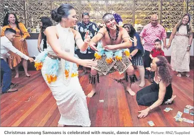  ?? Picture: RNZ/Supplied ?? Christmas among Samoans is celebrated with music, dance and food.