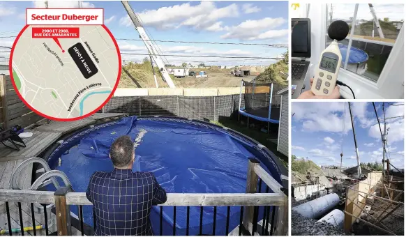  ?? PHOTOS JEAN-FRANÇOIS DESGAGNÉS ?? 1. Tout comme ses voisins, la famille de Sylvain Duclos n’a pu profiter de sa cour arrière ni de sa nouvelle piscine cet été. L’homme affirme par ailleurs avoir dû nettoyer ses installati­ons à plusieurs reprises en raison de la poussière. 2. Selon M....