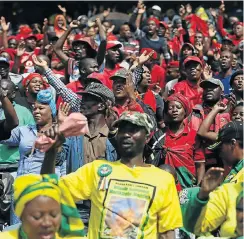  ?? Picture: Alon Skuy ?? Thousands of mourners dressed in ANC and EFF regalia were at Orlando Stadium to honour Winnie Madikizela-Mandela.
