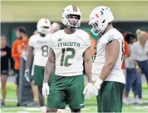  ?? MICHAEL LAUGHLIN/SOUTH FLORIDA SUN SENTINEL ?? UM lineman Jahfari Harvey recorded 18 tackles, five tackles for losses and 1.5 sacks last season.