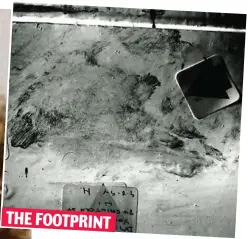  ?? ?? THE FOOTPRINT Clue: The mark found at the crime scene in 1994 but only later linked to Patel