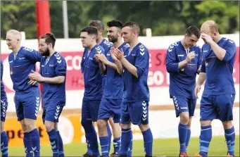  ??  ?? Carbury players line up for the penalty shoot-out.