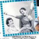  ??  ?? Juhi Chawla and Rishi Kapoor in a still from Ghar Ki Izzat (1994)