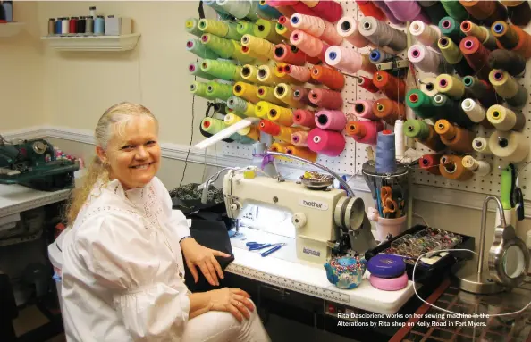  ??  ?? Rita Dasciorien­e works on her sewing machine in the Alteration­s by Rita shop on Kelly Road in Fort Myers.