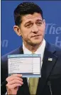  ?? SUSAN WALSH / ASSOCIATED PRESS ?? House Speaker Paul Ryan talks about taxation at the Heritage Foundation in Washington on Thursday.