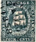  ??  ?? The ship under full sail became the prominent design on the colony’s stamps throughout most of the remainder of Victoria’s reign