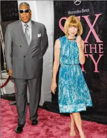  ?? EVAN AGOSTINI / ASSOCIATED PRESS 2008 ?? Vogue editors André Leon Talley and Anna Wintour attend the 2008 premiere of the “Sex and the City” film in New York. Leaks of his memoir led to media buzz over his comments about Wintour. “She’s not capable of simple human kindness,” he writes.