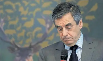  ?? REUTERS ?? Mal momento. El candidato François Fillon, que inició su campaña como favorito y se desplomó.