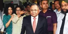 ??  ?? Newly appointed Tata Sons Chairman Natarajan Chandrasek­aran arrives at Bombay House in Mumbai on Tuesday