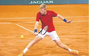  ?? Picture: Getty. ?? Kyle Edmund practises ahead of the clash with France.