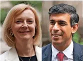  ?? ?? Liz Truss and Rishi Sunak yesterday