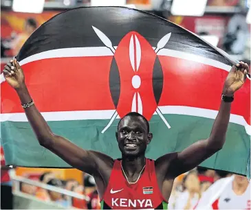  ?? AP ?? Kenya’s David Rudisha celebrates winning the men’s 800m title.