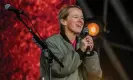  ?? Photograph: Guy Bell/Rex/Shuttersto­ck ?? Emily Eavis introducin­g Greta Thunberg on stage at Glastonbur­y 2022.