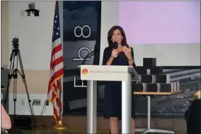  ?? FILE PHOTO ?? Then-Lt. Gov. Kathy Hochul speaks at GlobalFoun­dries in Malta, N.Y.. in 2020.