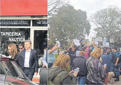  ??  ?? Agresión 1. Macri y Vidal, ayer, en Tigre. La gente los insultó y exhibió pancartas con críticas a la gestión.