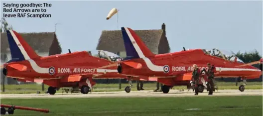  ??  ?? Saying goodbye: The Red Arrows are to leave RAF Scampton