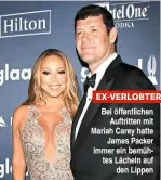  ??  ?? EX-VERLOBTER Bei öffentlich­en Auftritten mit Mariah Carey hatte James Packer immer ein bemühtes Lächeln auf den Lippen