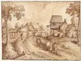  ?? [IMAGE PROVIDED BY VICTORIA AND ALBERT MUSEUM] ?? Hans Bol (1534-1593), “A Covered Wagon Traversing a Road between Two Inns, 1580.