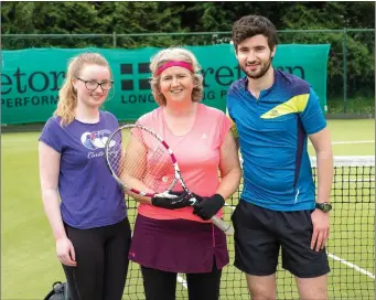  ??  ?? Aoibhínn, Ciara and Brian McGlone at Greystones Lawn Tennis Club on Monday afternoon.