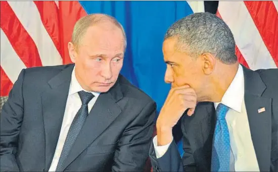  ?? ALEXEI NIKOLSKY / EFE / ARCHIVO ?? Los presidente­s Putin y Obama conversand­o en una reunión previa a la cumbre del G-20 en Los Cabos (México), en junio del 2012