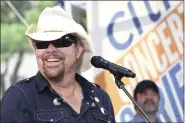  ?? GREG ALLEN — INVISION — AP FILE ?? Country music recording artist Toby Keith performs on NBC’S Today show at Rockefelle­r Plaza on July 5, 2019, in New York.