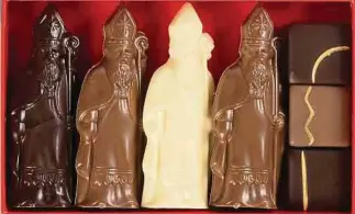  ?? ?? Le Saint-Nicolas régional que Genaveh propose dans une version déclinée en diverses teintes avec leur saveur respective, mais toutes au goût de chocolat...