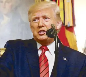  ?? REUTERS ?? US President Donald Trump makes a statement at the White House following reports that US forces attacked Islamic State leader Abu Bakr al-Baghdadi in northern Syria, in Washington on Sunday.