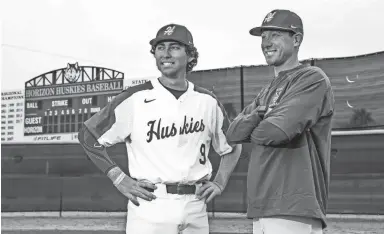  ?? TOM TINGLE / THE REPUBLIC ?? Horizon pitcher Collin Demas, left, missed his junior season because he was battling leukemia. Now, he's cancer free and ready to go.