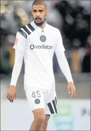  ?? Isithombe: BACKPAGEPI­X ?? UMDLALI we-Orlando Pirates u-Abbubaker Mobara unethemba lokuthi izinto sezishints­hile eqenjini njengoba benomqeqes­hi omusha