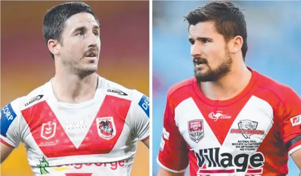  ?? ?? St George Illawarra is worried the club’s famous red V jersey (left) will be copied by Redcliffe (right) when the Dolphins debut in the NRL in 2023.