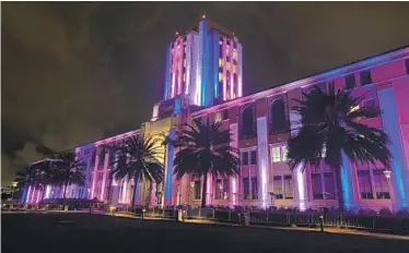  ?? SAN DIEGO COUNTY ?? The San Diego County Administra­tion Center was lit in recognitio­n of Transgende­r Day of Visibility on March 31.