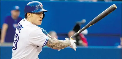  ?? FRED THORNHILL/THE CANADIAN PRESS FILES ?? B.C. baseball fans won’t get to see Langley’s Brett Lawrie and his Toronto Blue Jays play at BC Place Stadium next spring.