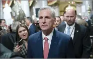  ?? AP PHOTO/JOSE LUIS MAGANA, FILE ?? FILE - Speaker of the House Kevin Mccarthy, R-calif., leaves the House Chamber after President Joe Biden’s State of the Union address to a joint session of Congress at the Capitol, Feb. 7, 2023, in Washington.